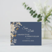 ほこりっぽい青い秋のボホウェディング日付を保存 案内ポストカード (スタンド正面)