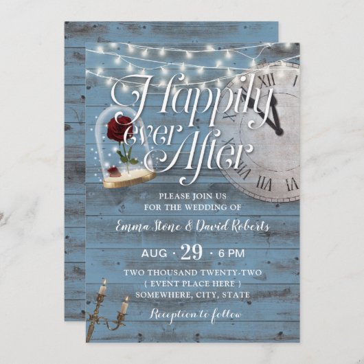 ほこりっぽい青い童話の後ずっと幸せに結婚して 招待状 (正面/裏面)