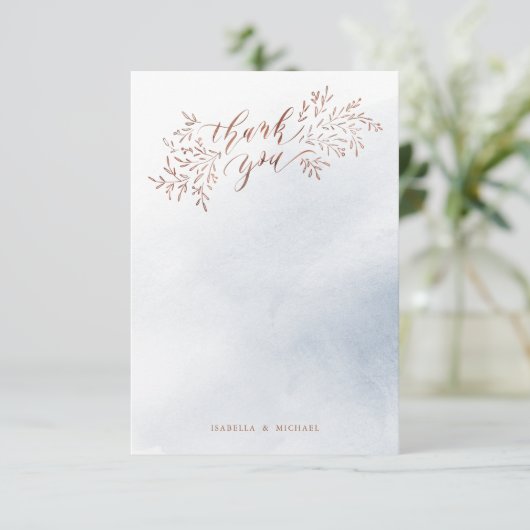 ほこりっぽい青い素朴なフローラの書感謝してい道はあなただ サンキューカード (スタンド正面)