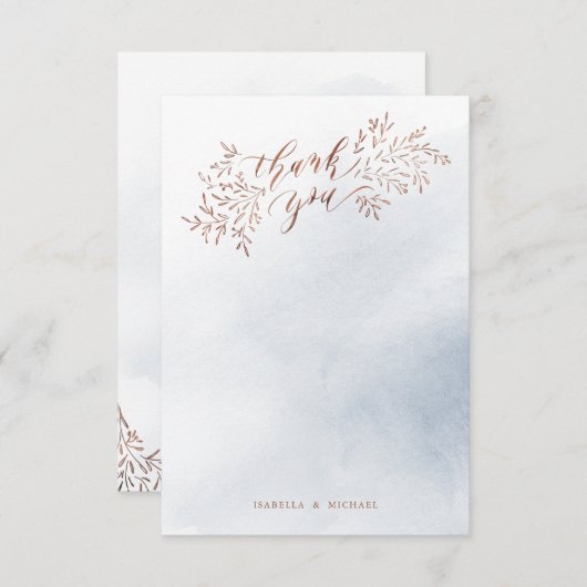 ほこりっぽい青い素朴なフローラの書感謝してい道はあなただ サンキューカード (正面/裏面)