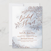 ほこりっぽい青い素朴なフローラ書道ブライダルシャワー 招待状 (正面)