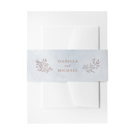 ほこりっぽい青い素朴なフローラ結婚の 招待状ベリーバンド (正面例)