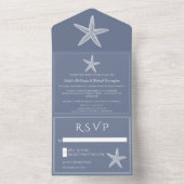 ほこりっぽい青い結婚ヒトデ オールインワン招待状 (内側)