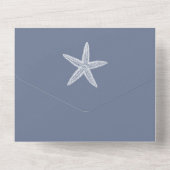 ほこりっぽい青い結婚ヒトデ オールインワン招待状 (裏面)