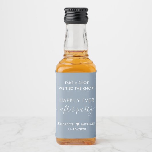 ほこりっぽい青い結婚披露宴の後ずっと幸せに リキュールボトルラベル (正面)
