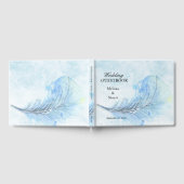 ほこりっぽい青い絵を描水色の結婚羽毛 ゲストブック (全面)