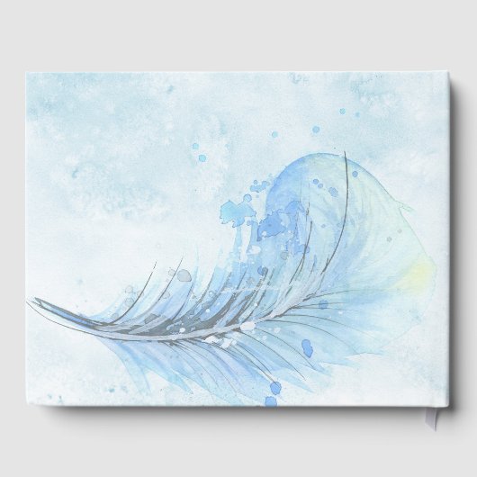 ほこりっぽい青い絵を描水色の結婚羽毛 ゲストブック (裏面)