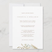 ほこりっぽい青い緑と乾燥したパンパスグラス結婚ズ 招待状 (正面)