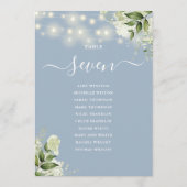 ほこりっぽい青い緑のシーティングプランテーブル番号 招待状 (裏面)