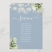 ほこりっぽい青い緑のシーティングプランテーブル番号 招待状 (正面)