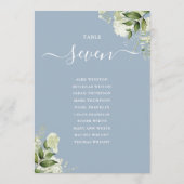 ほこりっぽい青い緑のシーティングプランテーブル番号 招待状 (裏面)