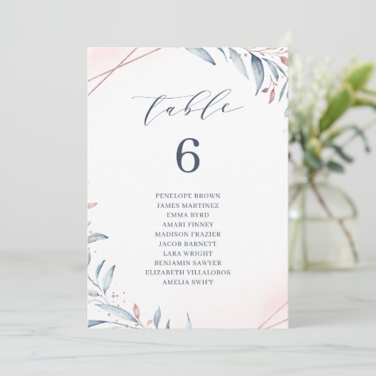 ほこりっぽい青い緑のテーブル番号座席表 招待状 (スタンド正面)