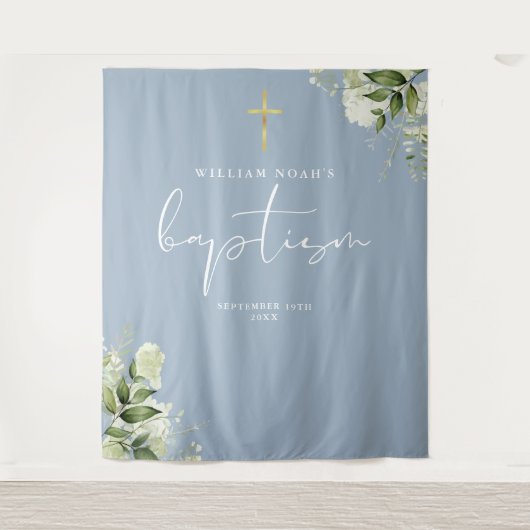 ほこりっぽい青い緑のバプテスマの写真の背景 タペストリー (正面)