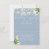 ほこりっぽい青い緑のフローラストリングラ結婚イト 出欠カード (正面)