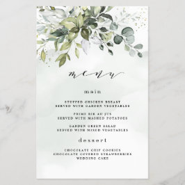 ほこりっぽい青い緑のフローラボホ結婚のメニューカード