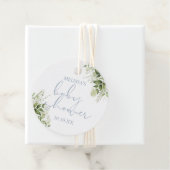 ほこりっぽい青い緑のフローラ男の子ベイビーシャワー フェイバータグ (インサイチュ)