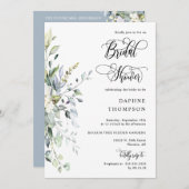 ほこりっぽい青い緑のブライダルシャワーQRコード写真 招待状 (正面/裏面)