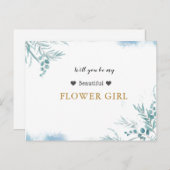 ほこりっぽい青い緑のユーカリ葉スフラワーガール インビテーションポストカード (正面/裏面)