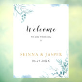 ほこりっぽい青い緑のユーカリ葉プス結婚ズの ウィンドウサイン (シート3)