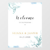 ほこりっぽい青い緑のユーカリ葉プス結婚ズの ウィンドウサイン (シート)