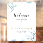 ほこりっぽい青い緑のユーカリ葉プス結婚ズの ウィンドウサイン (シート2)