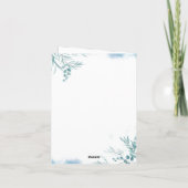 ほこりっぽい青い緑のユーカリ葉プス結婚ズの サンキューカード (裏面)