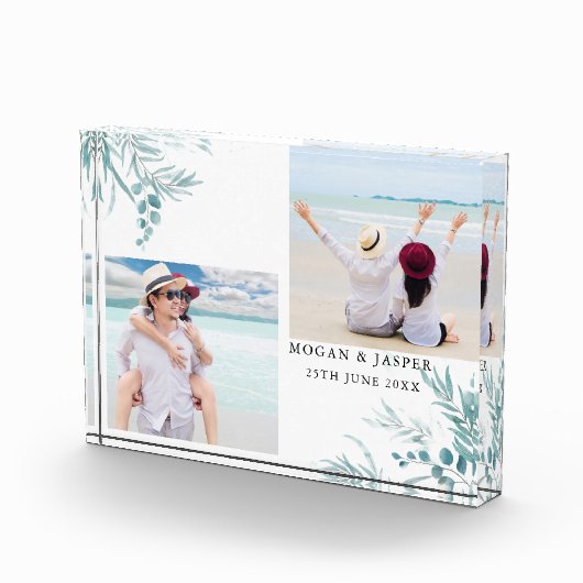 ほこりっぽい青い緑のユーカリ葉プス結婚ズの フォトブロック (右)