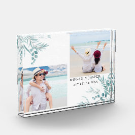 ほこりっぽい青い緑のユーカリ葉プス結婚ズの フォトブロック