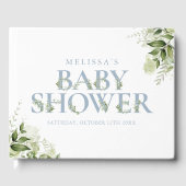 ほこりっぽい青い緑のレターベビーシャワー ゲストブック (正面)