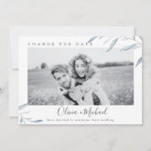 ほこりっぽい青い緑の写真が日付を変更 招待状 (正面)