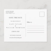 ほこりっぽい青い緑の写真結婚式の日付を保存 案内ポストカード (裏面)