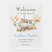 ほこりっぽい青い緑の列車の男の子シャワー歓迎サイン アクリルサイン (正面)