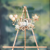 ほこりっぽい青い緑の列車の男の子シャワー歓迎サイン アクリルサイン (ニュートラル)