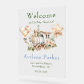 ほこりっぽい青い緑の列車の男の子シャワー歓迎サイン アクリルサイン (傾斜)