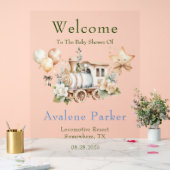 ほこりっぽい青い緑の列車の男の子シャワー歓迎サイン アクリルサイン (ウェディング)