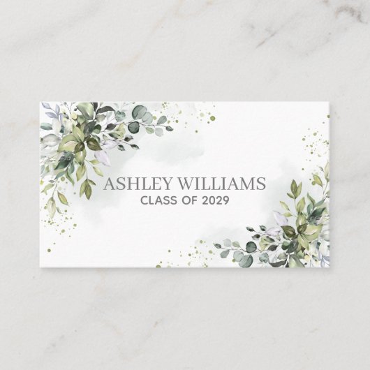 ほこりっぽい青い緑の卒業名カード名 名刺 (正面)