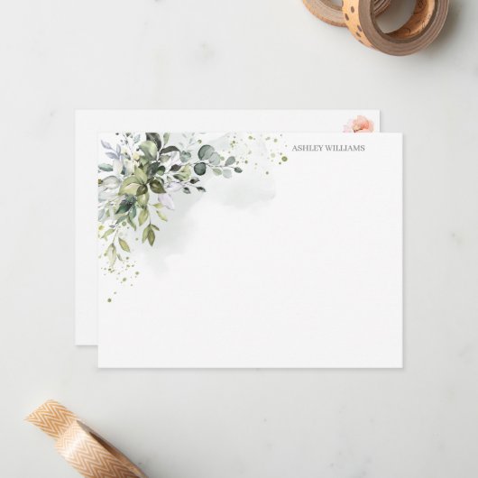 ほこりっぽい青い緑の文パーソナライズされた具 ノートカード (正面/裏面インサイチュ)