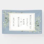 ほこりっぽい青い緑の植物園結婚の歓迎サイン 横断幕 (横)