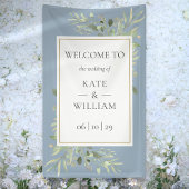ほこりっぽい青い緑の植物園結婚の歓迎サイン 横断幕