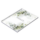 ほこりっぽい青い緑の水の色のパーソナライズされた名前 ノートブック (左側)