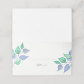 ほこりっぽい青い緑の水の色の結婚葉 プレイスカード (外部開封)
