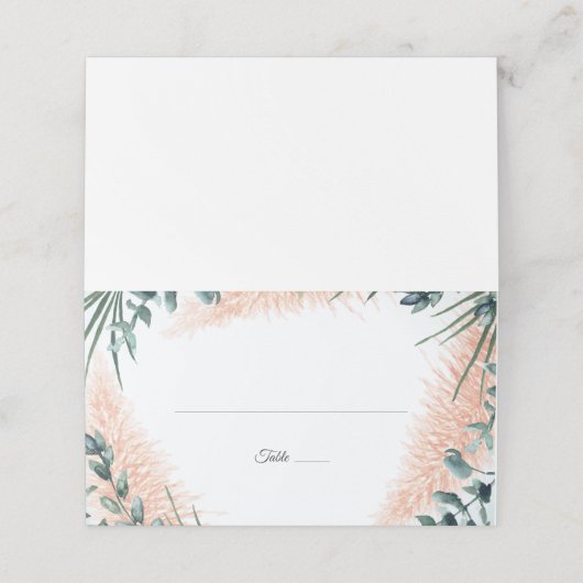 ほこりっぽい青い緑の水の色の結婚葉 プレイスカード (外部開封)