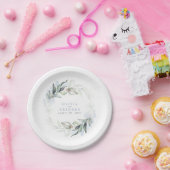 ほこりっぽい青い緑の水の色ロマンチック結婚な ペーパープレート (パーティー)