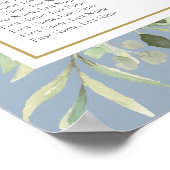 ほこりっぽい青い緑の結婚葉の座席表 ポスター (角)