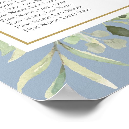 ほこりっぽい青い緑の結婚葉の座席表 ポスター (角)