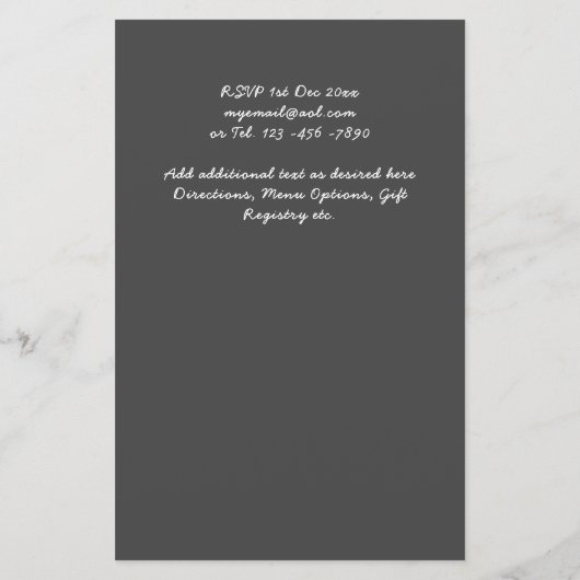 ほこりっぽい青い緑の葉緑予算の結婚式の招待 (裏面)