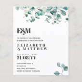 ほこりっぽい青い緑の葉緑予算の結婚式の招待 (正面)