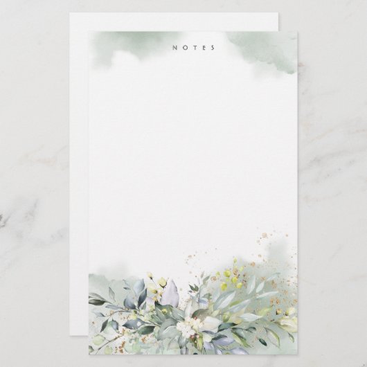 ほこりっぽい青い緑の葉葉パーソナライズされた 便箋 (正面/裏面)