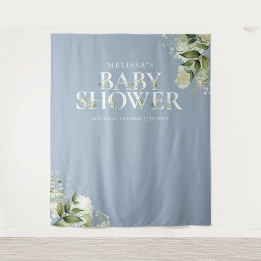 ほこりっぽい青い緑の赤ちゃんシャワー写真の背景 タペストリー (正面)