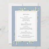ほこりっぽい青い緑の金ゴールドフレーム結婚すべて 招待状 (裏面)